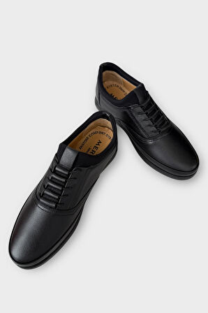 Erkek Hakiki Deri Akıllı Bğcıklı Günlük Ayakkabı  SİYAH