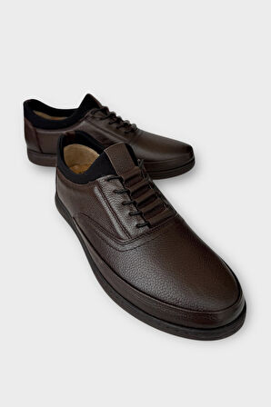 Erkek Hakiki Deri Akıllı Bğcıklı Günlük Ayakkabı  KAHVERENGİ