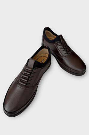 Erkek Hakiki Deri Akıllı Bğcıklı Günlük Ayakkabı  KAHVERENGİ