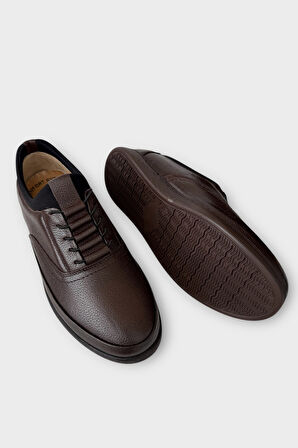 Erkek Hakiki Deri Akıllı Bğcıklı Günlük Ayakkabı  KAHVERENGİ