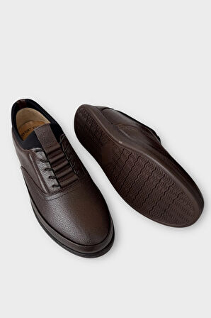 Erkek Hakiki Deri Akıllı Bğcıklı Günlük Ayakkabı  KAHVERENGİ