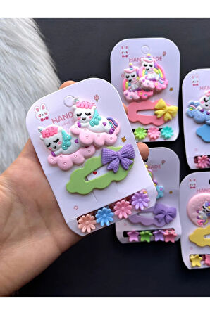 Unicorn Temalı Çıtçıtçıt Lastik Mandal Toka Seti