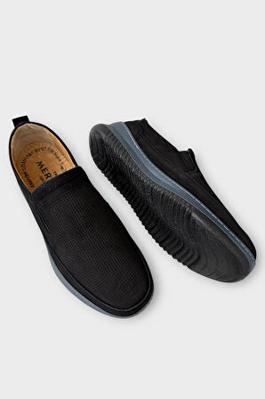 Erkek Hakiki Deri Ortopedik Yazlık Saraçlı Ayakkabı  SİYAH