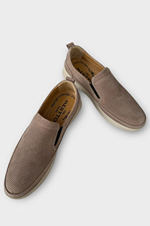 Erkek Hakiki Deri Ortopedik Yazlık Saraçlı Ayakkabı  BEJ