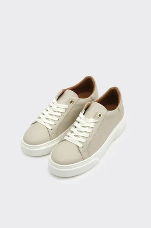 Hakiki Deri Desenli Kadın Sneaker