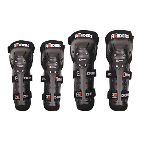 4Riders Lüx Diz ve Dirsek Koruma Seti (4lü takım) Siyah