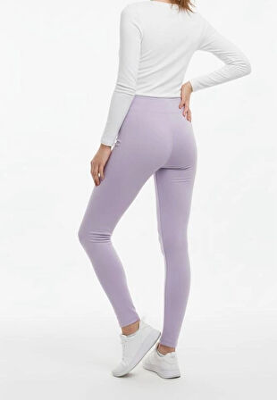 Sıcak Tutan Kışlık | Lila Yüksek Bel Kadın %100 Pamuklu Termal Tayt