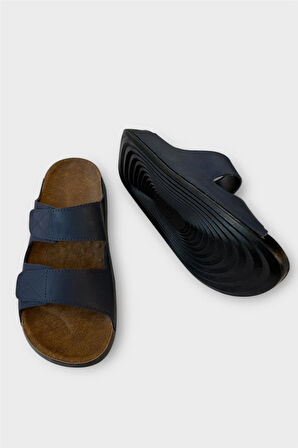 Erkek Cırtlı Çift Bantlı Terlik LACİVERT