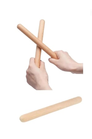 Ahşap Naturel Ritim Çubuğu Okul Öncesi Perkusyon Müzik Aleti 1 Çift 20 Cm