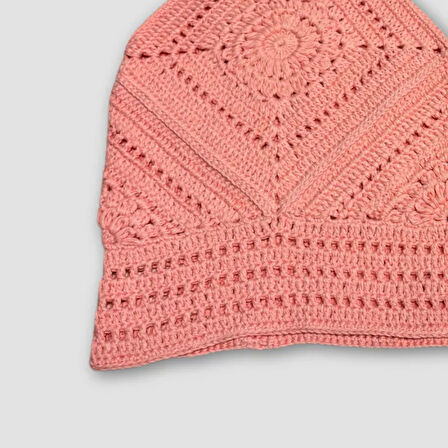 Uretti - Yıldız 7202 - El Örgüsü Crop Büstiyer Bikini Üstü Motif - Pembe