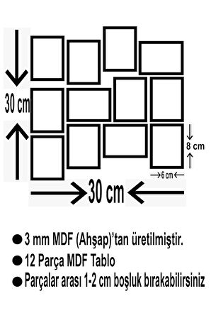 Poyraz Karayel 12 Parça Mdf (ahşap) Tablo Ofis Boyu 