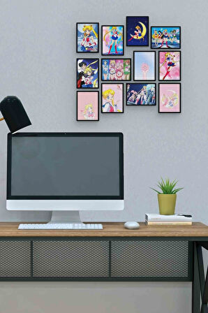 Sailor Moon 12 Parça Mdf (ahşap) Tablo Ofis Boyu 