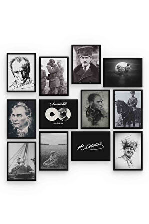 Mustafa Kemal Atatürk 12 Parça Mdf (ahşap) Tablo Ofis Boyu 