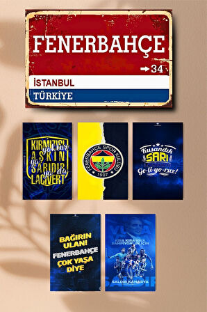 "fenerbâhçe", 'taraftarlarına Özel Tasarım ,ahşap Poster Altılı Set 1x(20*30CM) 5x(10*15CM)