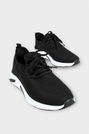 Unisex Yazlık Triko Spor Ayakkabı SİYAH - BEYAZ