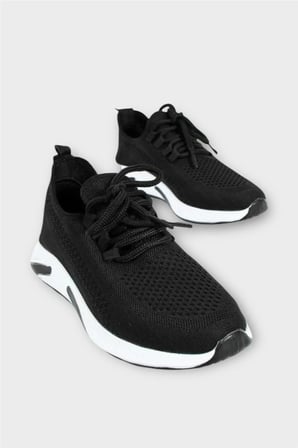 Unisex Yazlık Triko Spor Ayakkabı SİYAH - BEYAZ