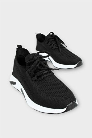 Unisex Yazlık Triko Spor Ayakkabı SİYAH - BEYAZ