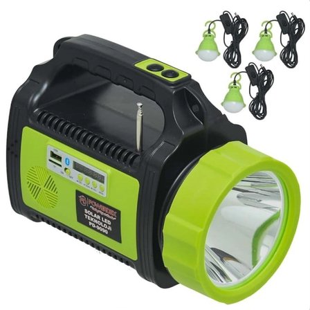 powerdex Pd-9090 50W Güneş Enerjili Şarjlı Radyolu MP3 Bluetooth Solar Avcı Kamp Feneri