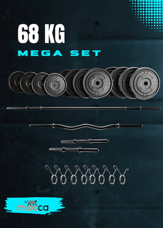 Mocca Style 68 Kg Z-barlı Megaset Halter Seti Ve Dambıl Seti,uzun Bar 150 Cm Ağırlık Seti