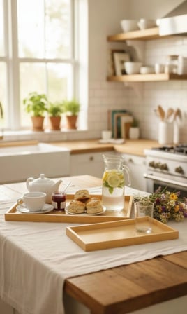 2'li Bambu Ahşap Sunum ve Dekoratif Organizer Tepsi Seti Çoklu Kullanım
