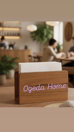 Mien Akasya Ahşap Peçetelik – Doğal Masif Ahşap Masa Üstü Peçete Tutucu