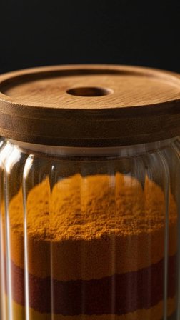 750 ml Akasya Kapaklı Yuvarlak Cam Kavanoz – Yuvarlak Baharat & Erzak Saklama Kabı