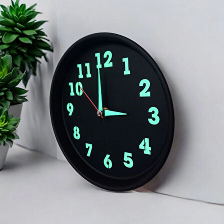 Çocuk Odası Fosforlu Metal Mini Duvar Saati Çap 19,5 cm Küçük Saat Cam Yok