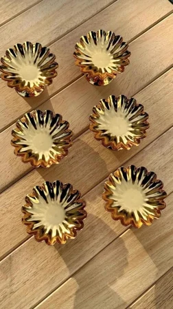 6'lı İsritidye Huni Ayaklı Gold Kahve Yanı Lokumluk,Makaronluk,Şekerlik,Lokumluk