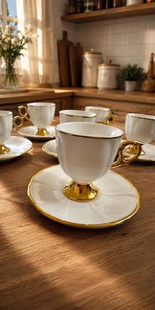 6 Kişilik Gold Detaylı Kahve Fincan Takımı - 6 Kişilik Gold Porselen Kahve Fincan Takımı 90 ml RSY-271