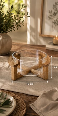 Akasya stantli cam salata kasesi sunumluk 15 cm - Standlı Cam Salata Kasesi ve Sunumluk 15 x 7 cm