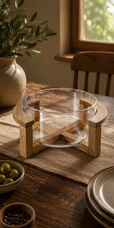 Akasya stantli cam salata kasesi sunumluk 20 cm - Standlı Cam Salata Kasesi ve Sunumluk 20 x 10 cm