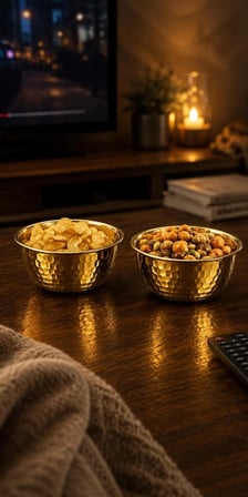 2'li Gold Dövme Desen Paslanmaz Metal Çerezlik & Lokumluk - Dövme Desenli Gold Sunum Kasesi 240ml