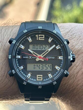 YENİ MODEL DİJİTAL ANALOG EKRAN ALARMLI ÇELİK KASA KORDON ERKEK KOL SAATİ