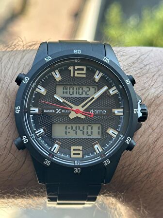 YENİ MODEL DİJİTAL ANALOG EKRAN ALARMLI ÇELİK KASA KORDON ERKEK KOL SAATİ