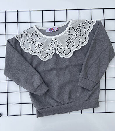 Önlük Yakalı Çocuk Sweatshirt Oversize Kalıp (WndPQxEu5L15h)