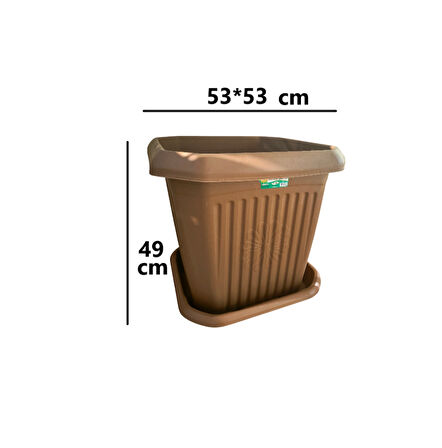 1 Adet Yüksek Kalite Plastik 72 Litre Kare Büyük Boy Bahçe Balkon Salon Çiçek Yada Ağaç Saksı 53*53*49 cm Tabaklı 