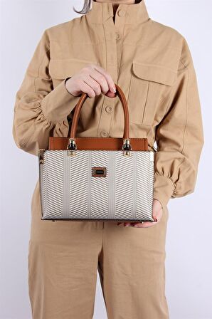 Silver Polo  Kadın Omuz Çantası 826-33267 SILVER POLO BAYAN ÇANTASI M132 BEJ-MAT TABA