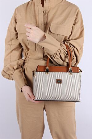 Silver Polo  Kadın Omuz Çantası 826-33267 SILVER POLO BAYAN ÇANTASI M132 BEJ-MAT TABA