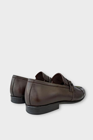 Erkek Tokalı Hakiki Deri Ayakkabı KAHVERENGİ