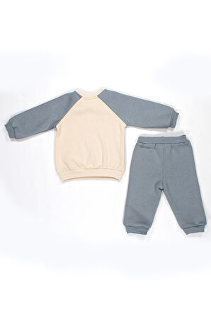 Nakış Fil Detaylı 3 İplik İkili Bebe Takımı