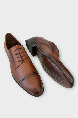 Erkek Bağcıklı Hakiki Deri Ayakkabı TABA