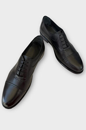 Erkek Bağcıklı Klasik Hakiki Deri Ayakkabı SİYAH