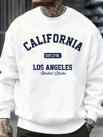 Kaliforniya Los Angeles Baskılı Sweatshirt Erkek Sokak Modası Spor Tişörtü Sonbahar Büyük Bed
