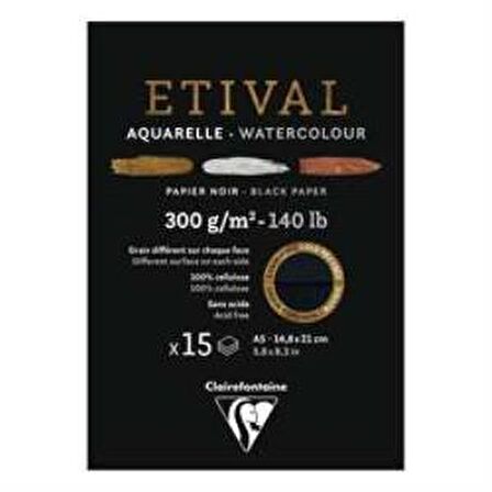 Etival Siyah Sulu Boya Blok 300g 15 Yaprak A5