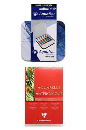 Daler Rowney Aquafine 24'lü Suluboya Seti Clairefontaine Etival Suluboya Defteri 11x17cm 300 G 20 Yp