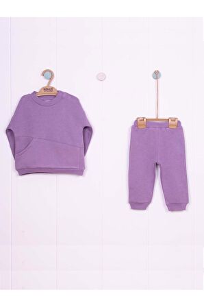 Asimetrik Cep Detaylı 3 iplik İkili Bebe  takımı