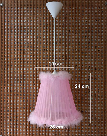 P-10 Pembe Organze Sarma Yatak Odası Çocuk Odası Genç Ve Bebek Odası Avize Aydınlatma Sarkıt