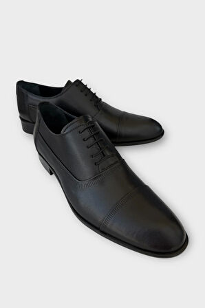 Erkek Bağcıklı Klasik Hakiki Deri Ayakkabı SİYAH