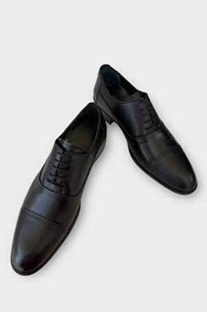 Erkek Bağcıklı Klasik Hakiki Deri Ayakkabı SİYAH