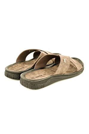 Vegas Anatomik Taban Bantlı Şık Suya Dayanıklı Erkek Terlik Vizon